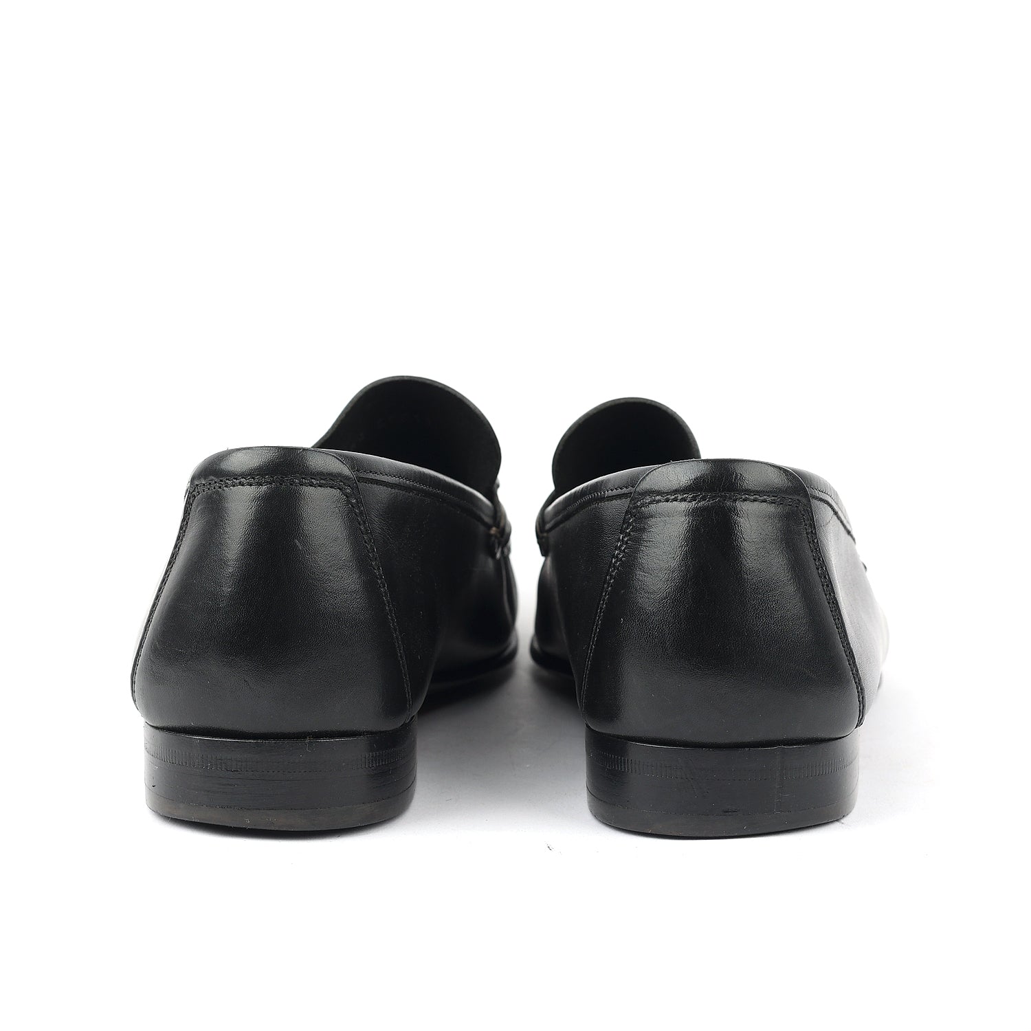 Black Leather Gancini Bit Loafers