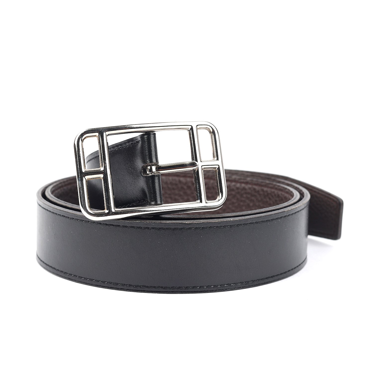 Bi-color Leather Long Belt