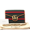 Gucci GG Marmont Striped Wool And Leather Shoulder Bag