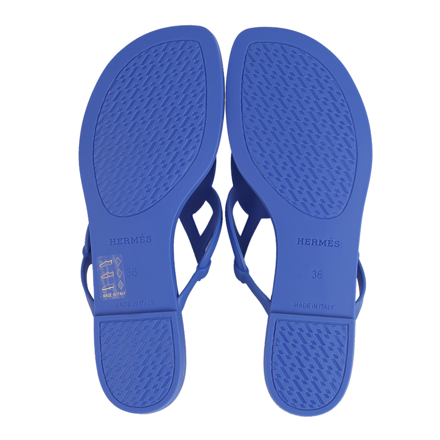 Hermes Rubber Womens Egerie Sandals 36 Bleu Outremer