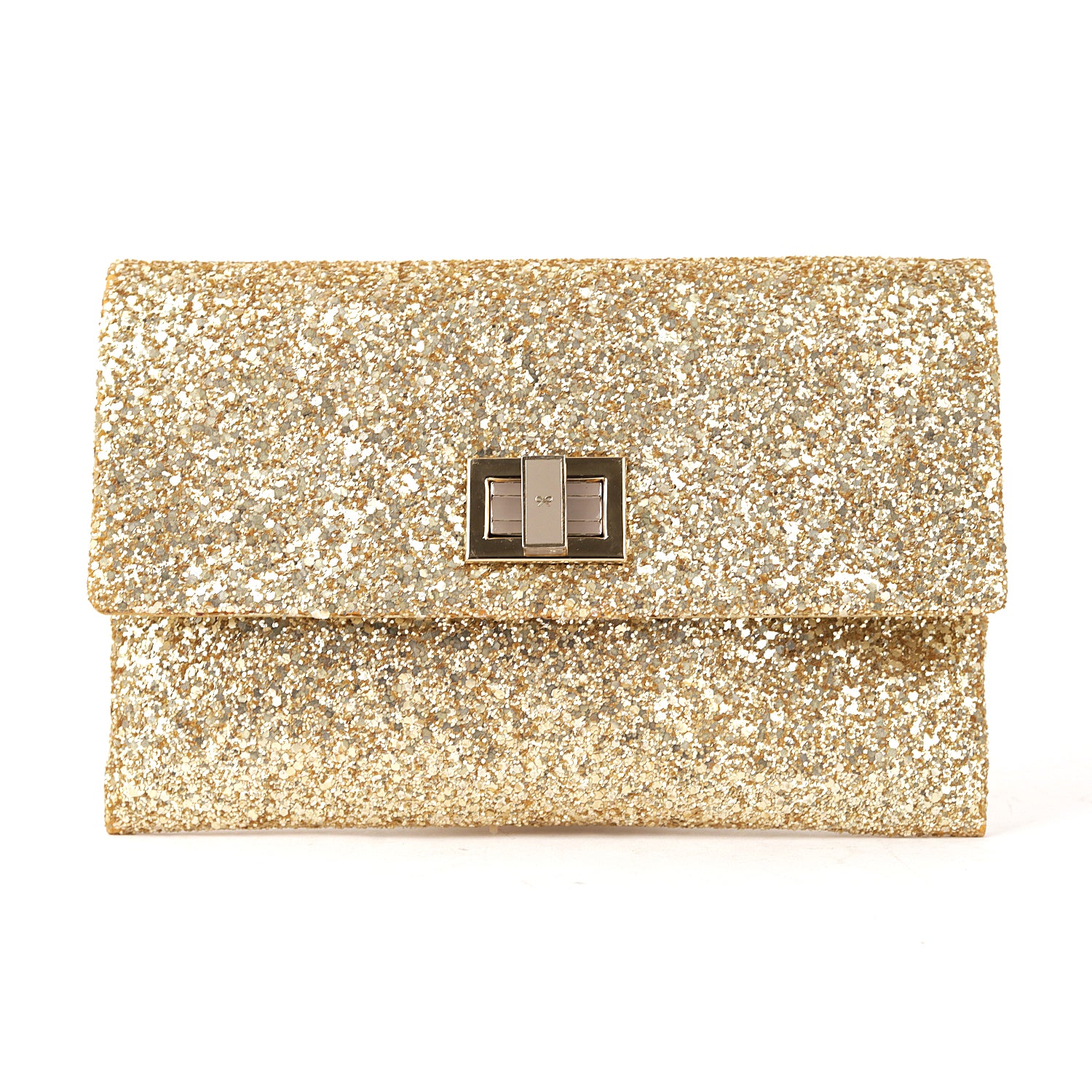 Anya Hindmarch Metallic Gold Glitter Valorie Clutch