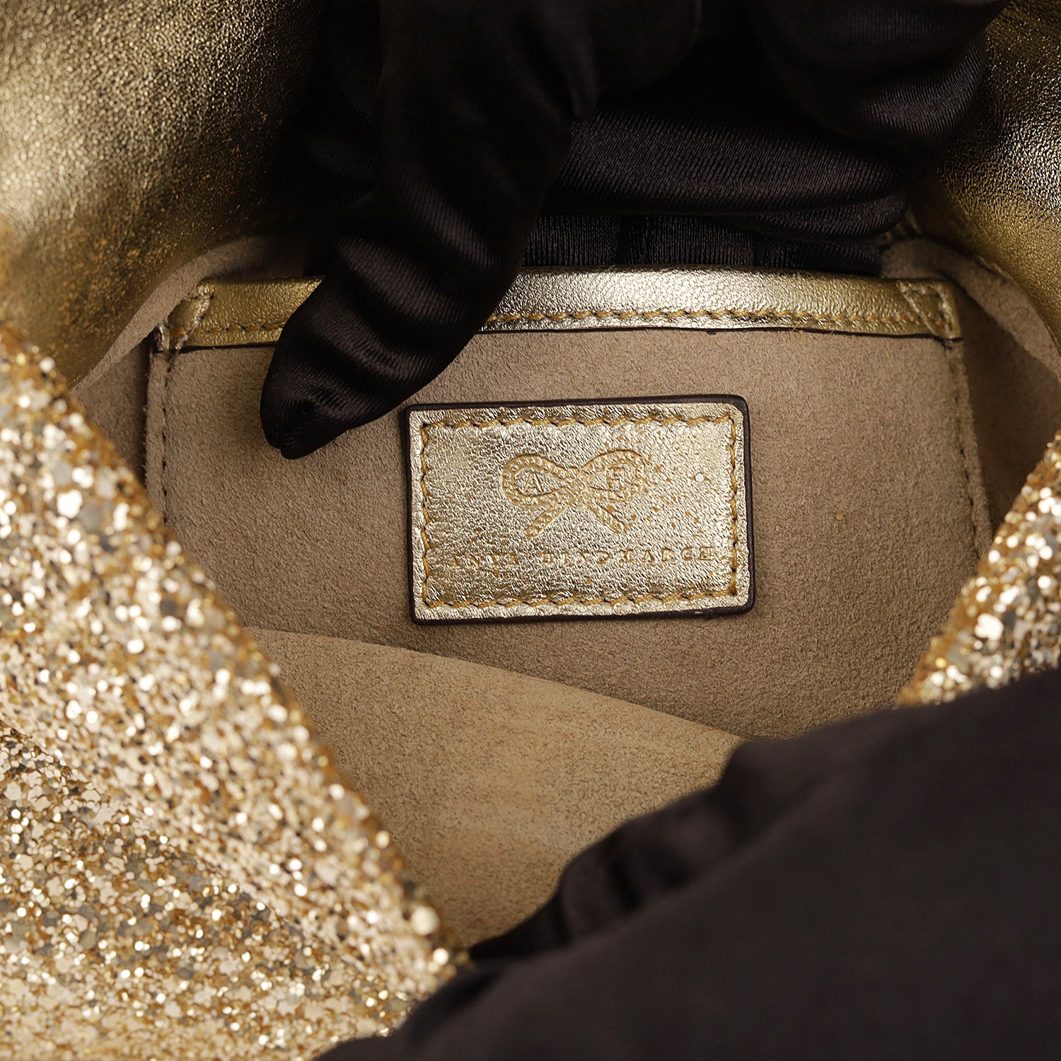 Anya Hindmarch Metallic Gold Glitter Valorie Clutch