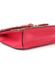 Valentino Red Leather Crystal Embellished Rockstud Glam Lock Flap Bag