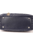 Versace Blue Leather Demetra Vanitas Top Handle Bag