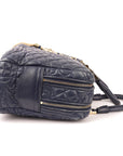 Versace Blue Leather Demetra Vanitas Top Handle Bag