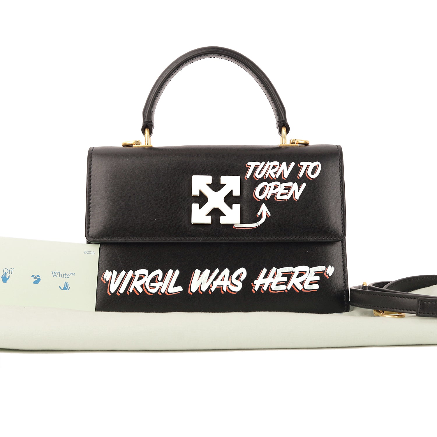 Off-White Black 1.4 Jitney Top  Handle Quote Bag