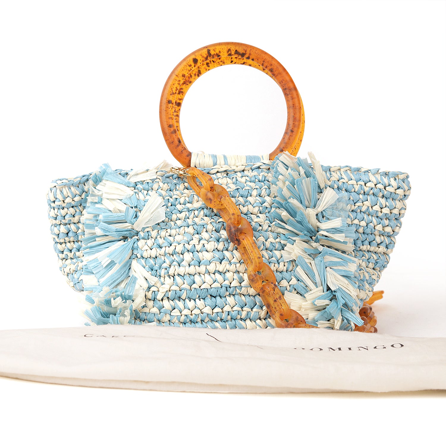 Corallina Santo Domingo Blue Raffia Bag