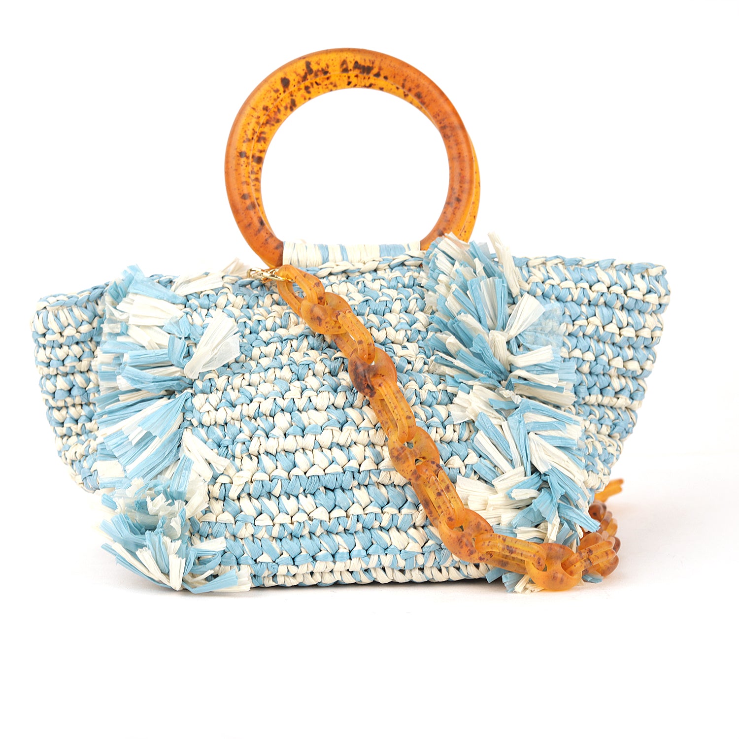 Corallina Santo Domingo Blue Raffia Bag