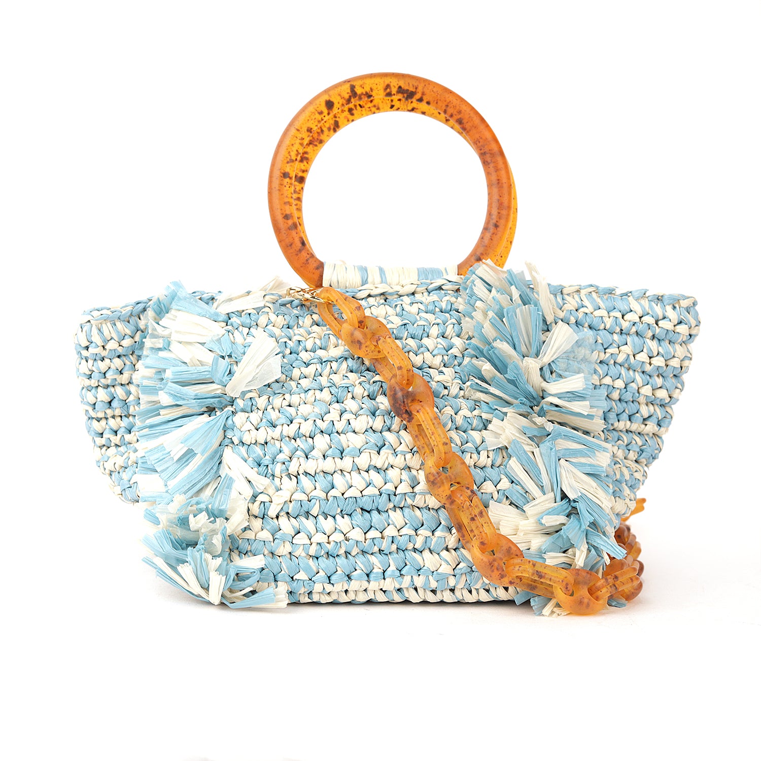 Corallina Santo Domingo Blue Raffia Bag