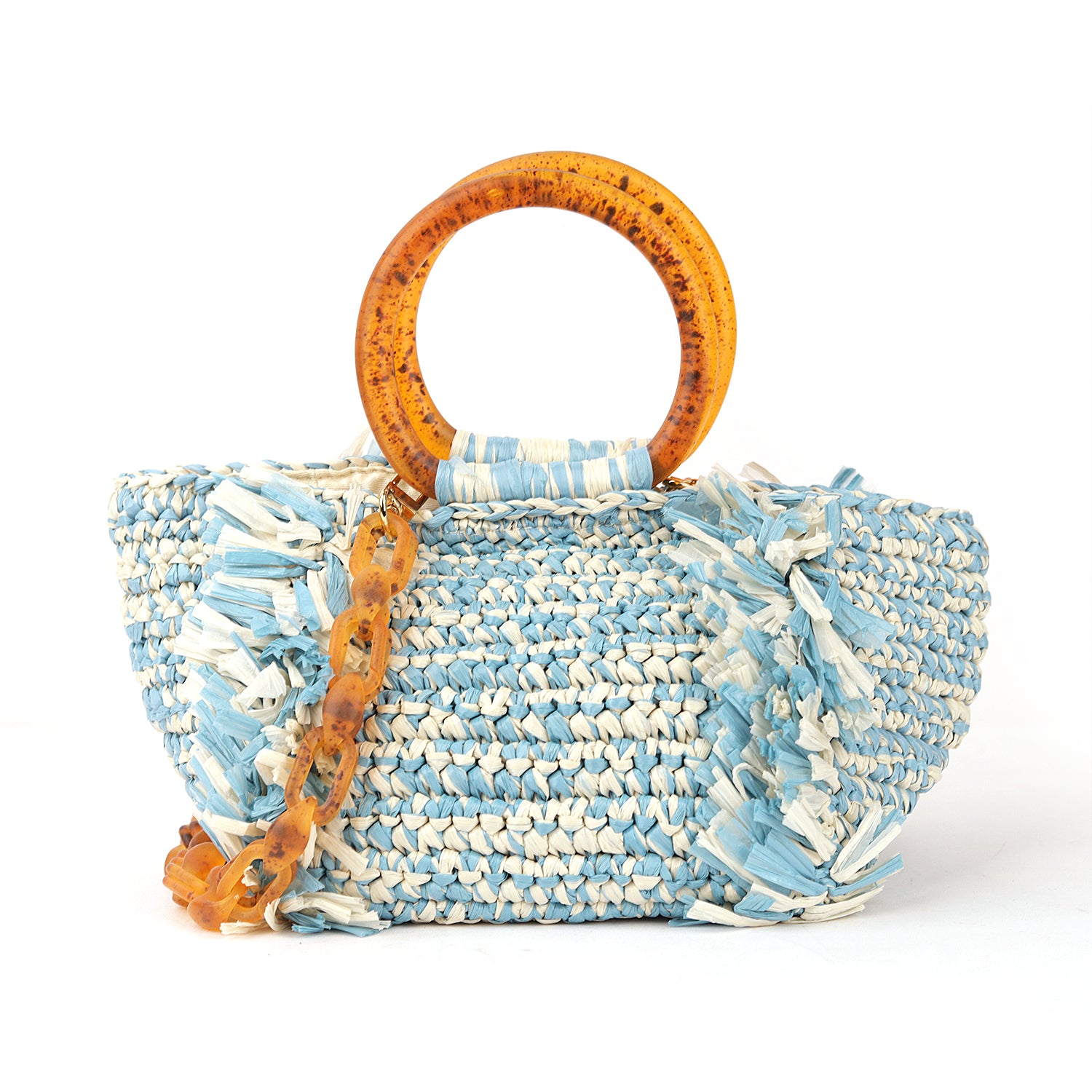 Corallina Santo Domingo Blue Raffia Bag