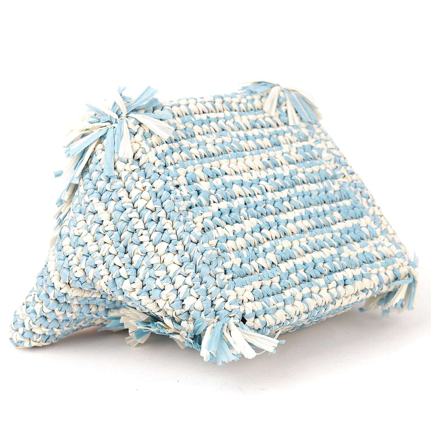 Corallina Santo Domingo Blue Raffia Bag