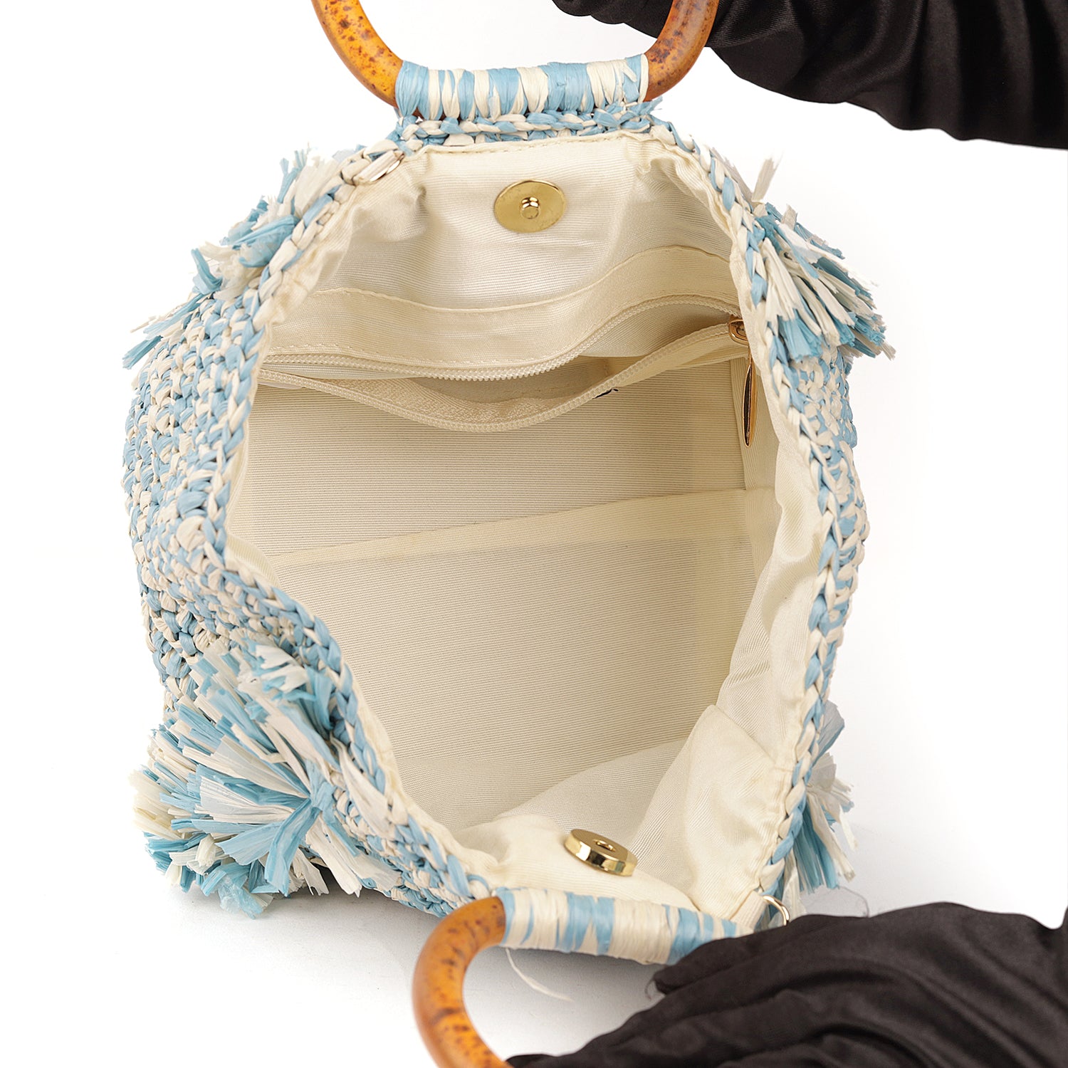 Corallina Santo Domingo Blue Raffia Bag