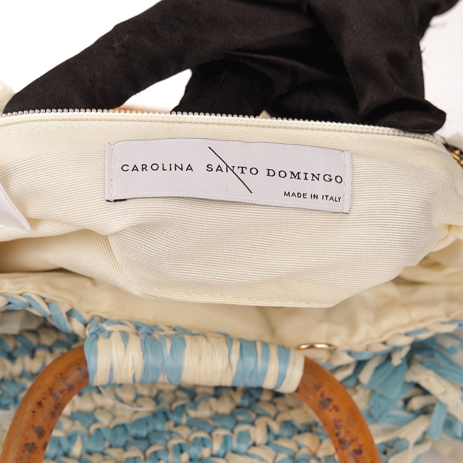 Corallina Santo Domingo Blue Raffia Bag