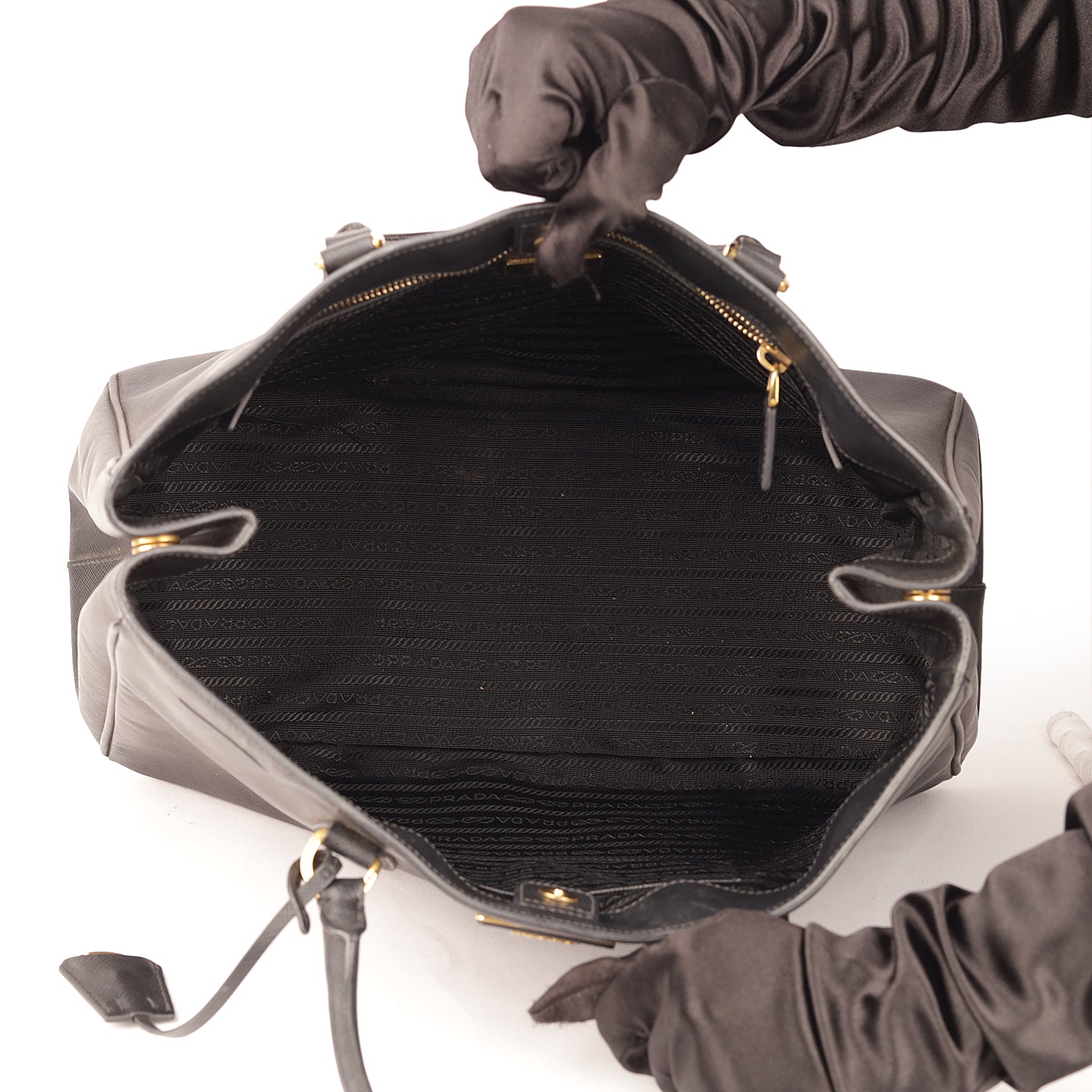 Prada Black Saffiano Lux Leather Large Gardener&#39;s Tote