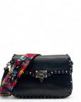 Valentino Rockstud Rolling Black Leather Shoulder Bag