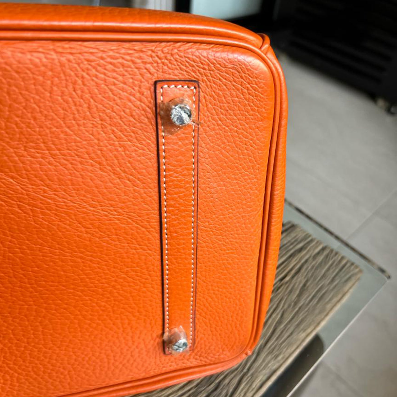 Hermes Orange Clemence Leather Birkin 40