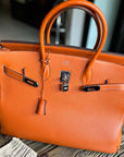 Hermes Orange Clemence Leather Birkin 40