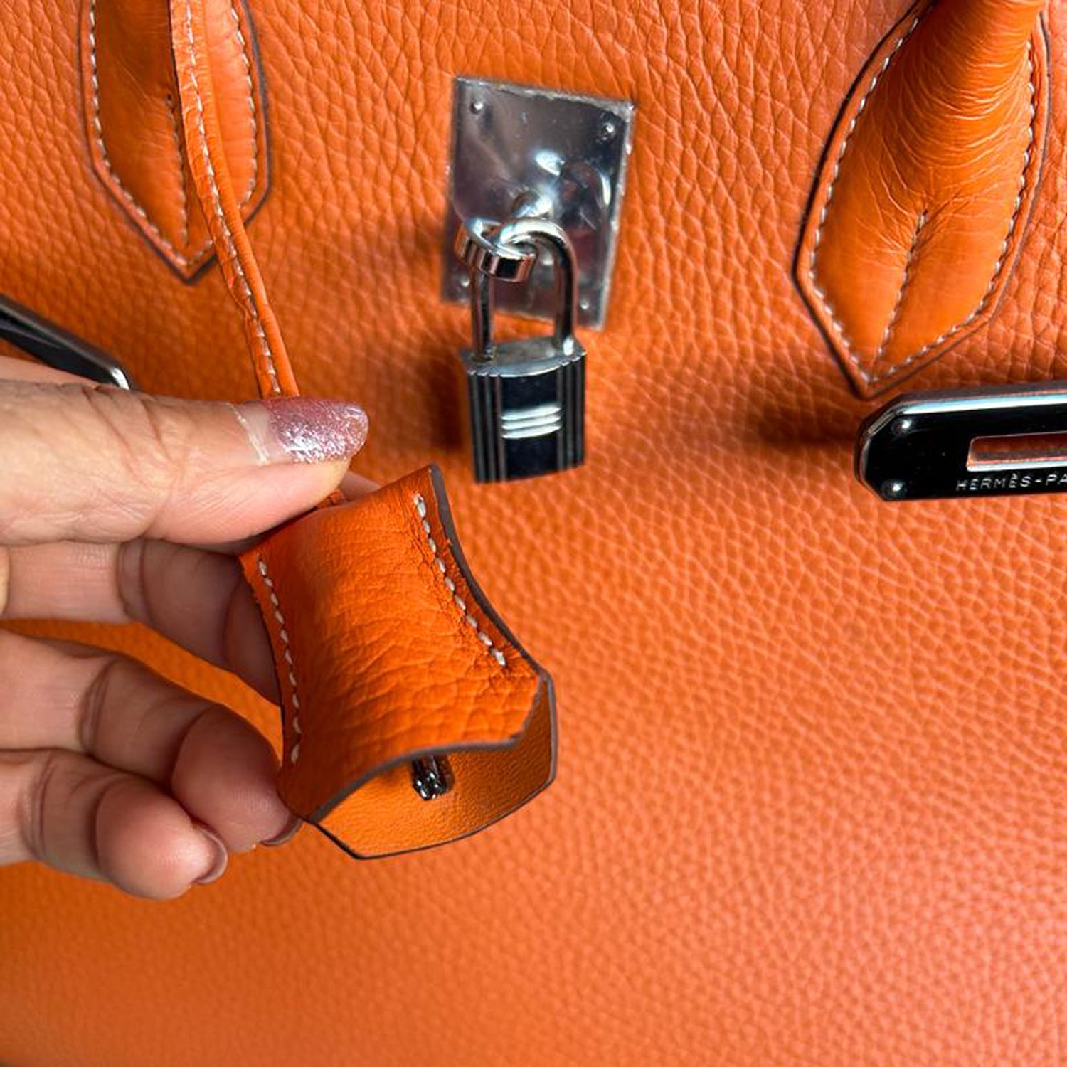 Hermes Orange Clemence Leather Birkin 40