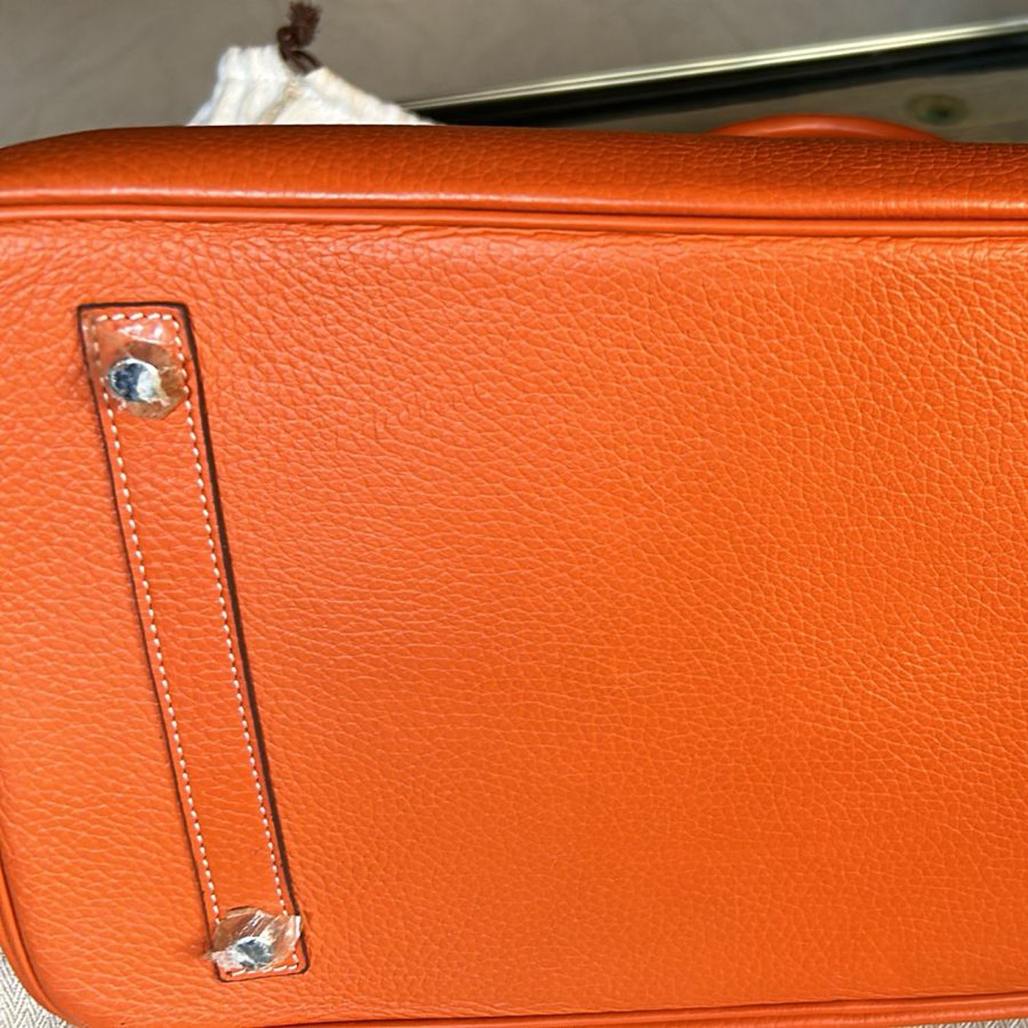 Hermes Orange Clemence Leather Birkin 40