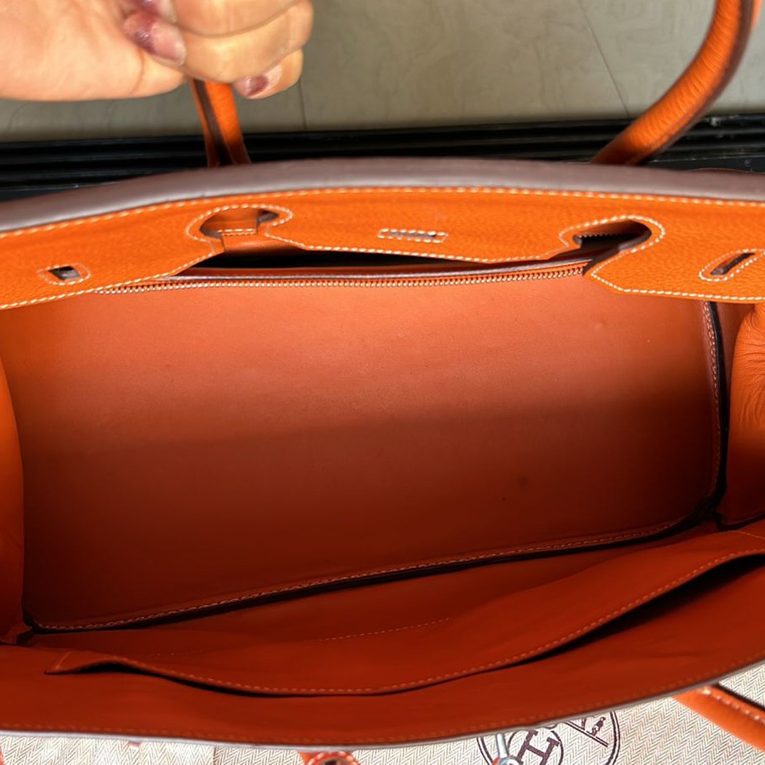 Hermes Orange Clemence Leather Birkin 40