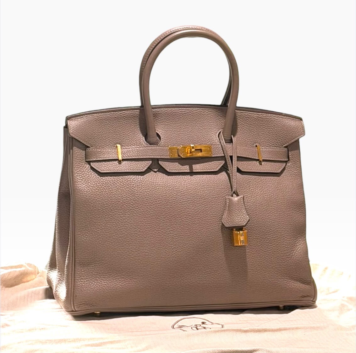 Hermes Birkin 35 Etoupe GHW Togo Leather Bag