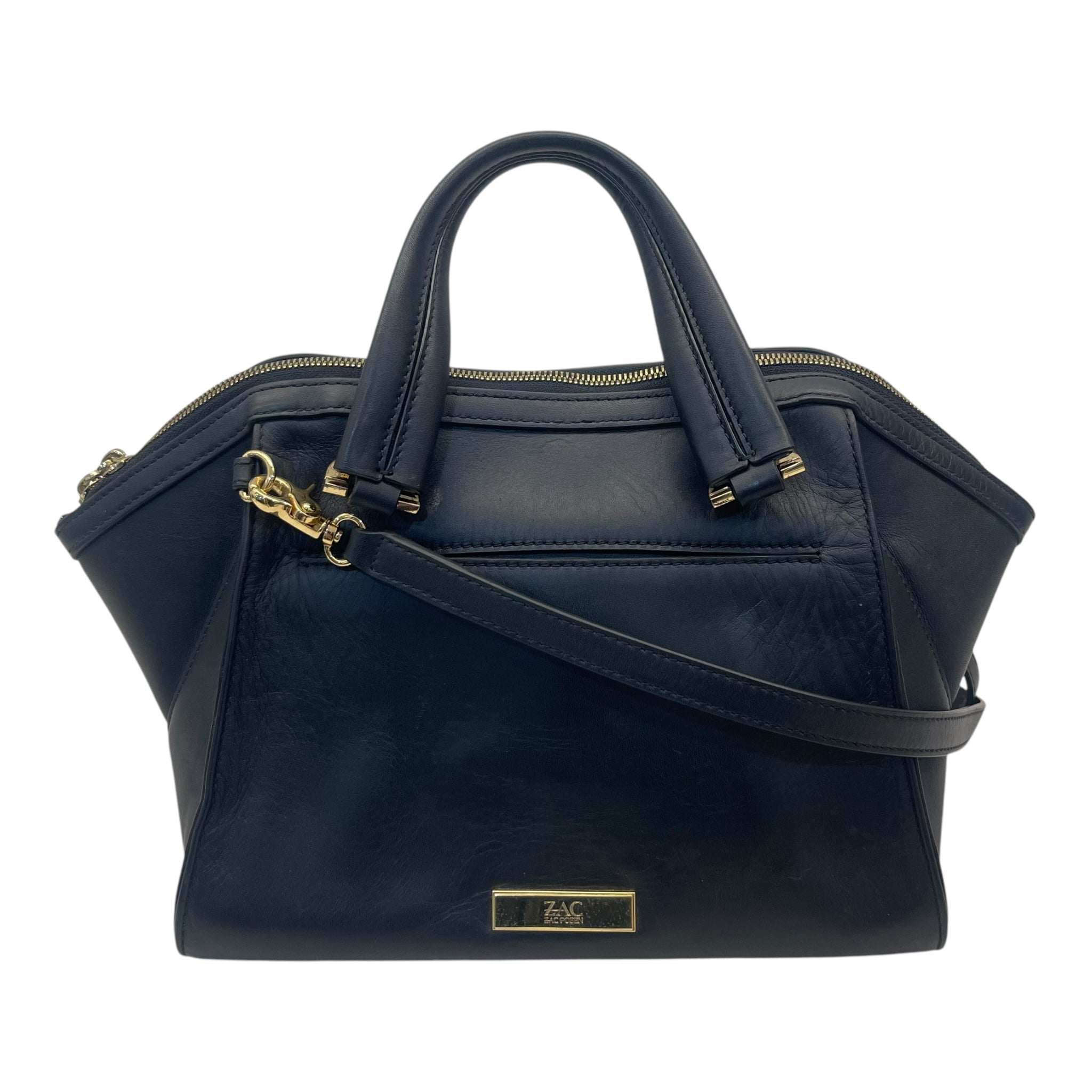 Zac Posen Black Leather Eartha Double Handle Satchel
