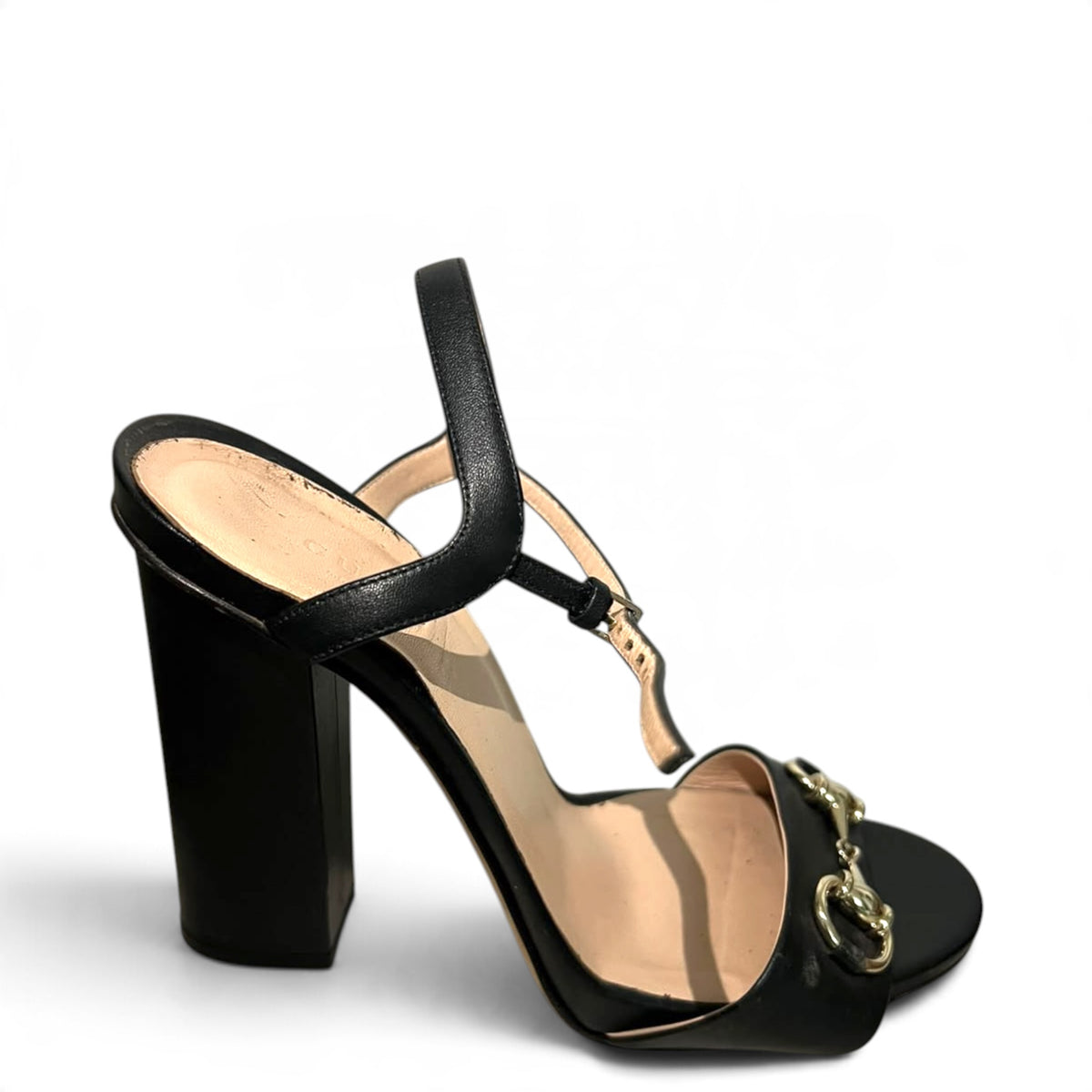Gucci black open toe heels