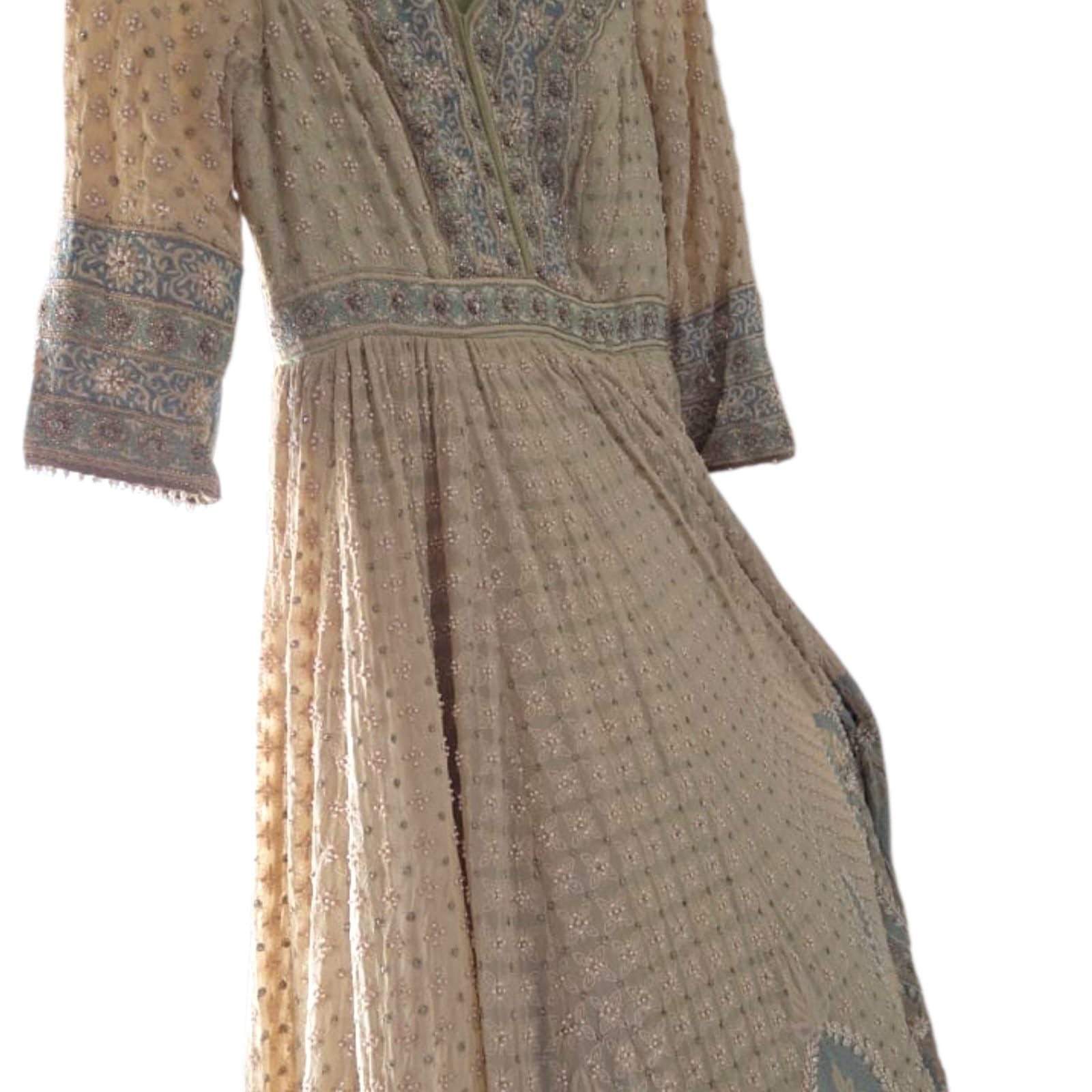 Tarun Tahiliani Mint Embroidered Kalidar Anarkali Set