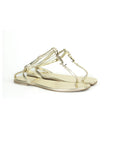Gold Monogram Metallic Flat Thong Sandals Size - 36.5''