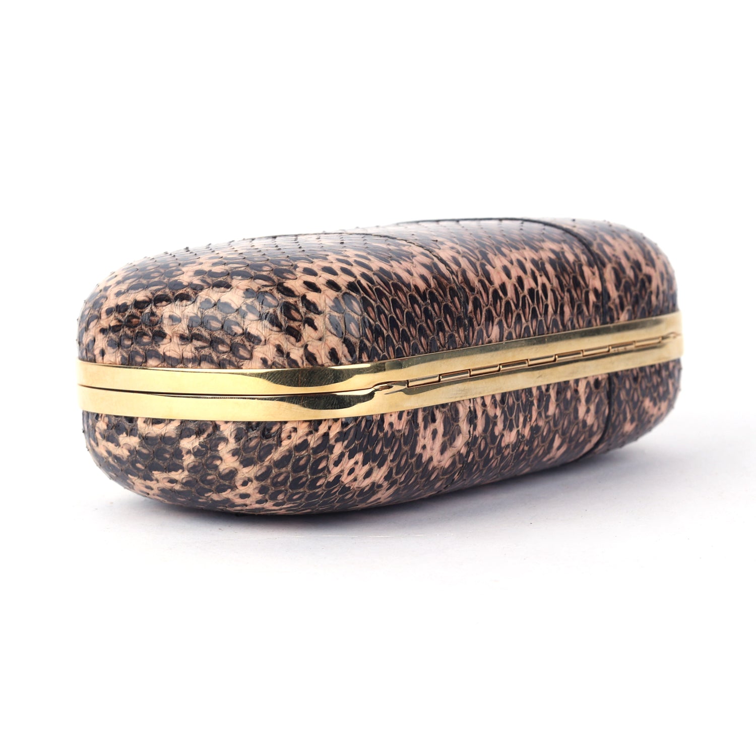 Python Skull Box Clutch Brown