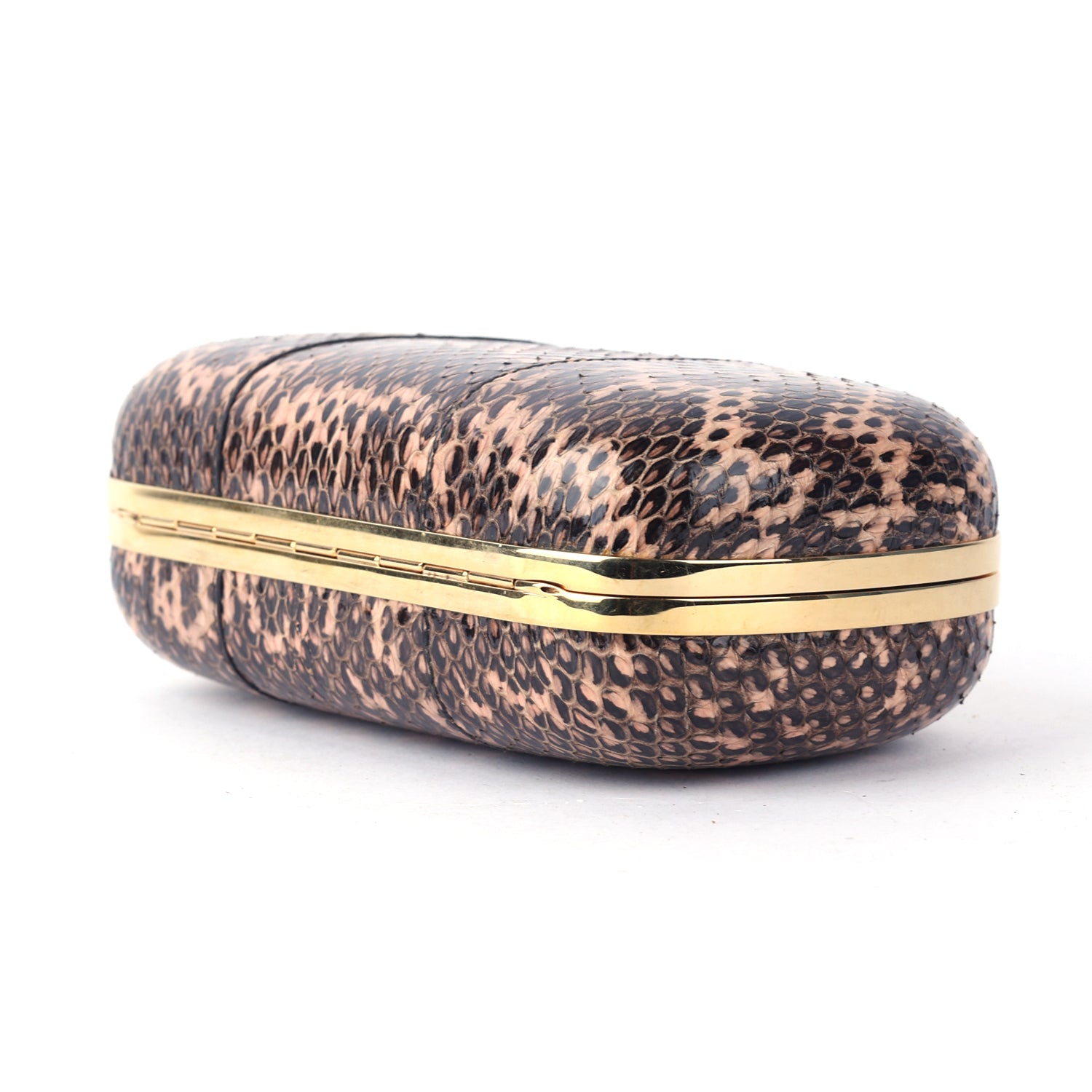 ALEXANDER MCQUEEN Python Skull Box Clutch Brown