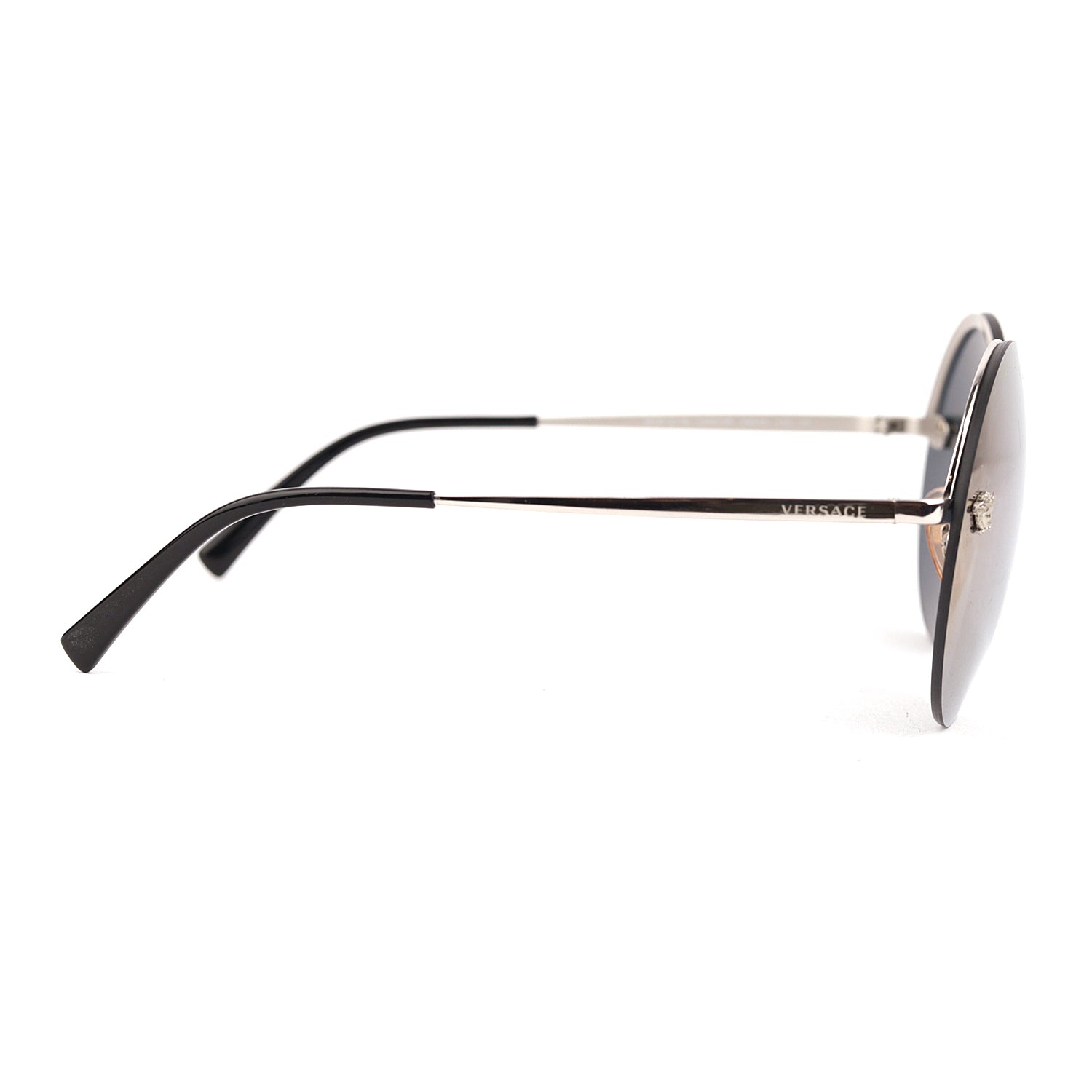 Versace Silver/Purple Metal MOD 2176 Medusa Rimless Round Sunglasses