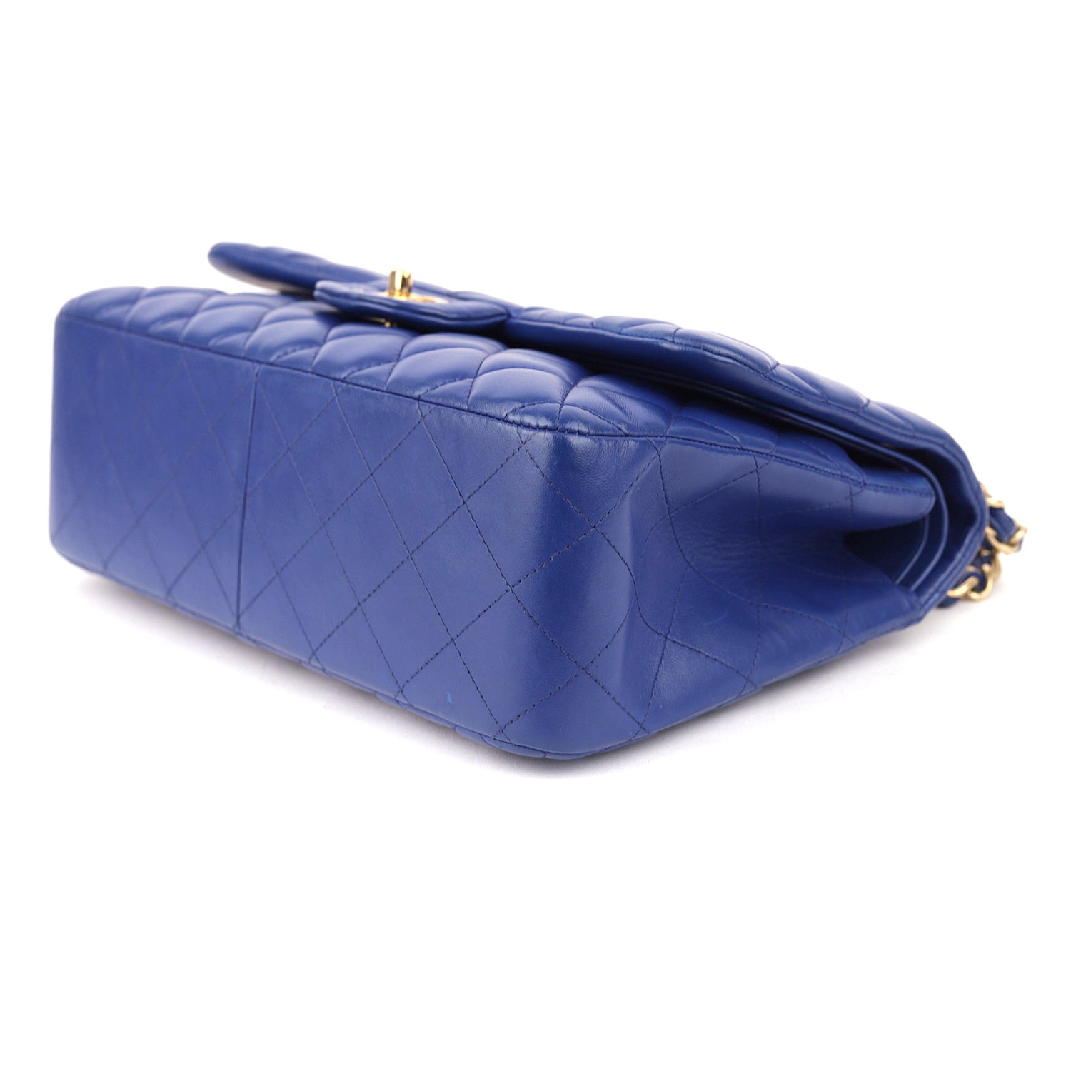 Chanel Blue Quilted Leather Classic Jumbo Double Flap Bag