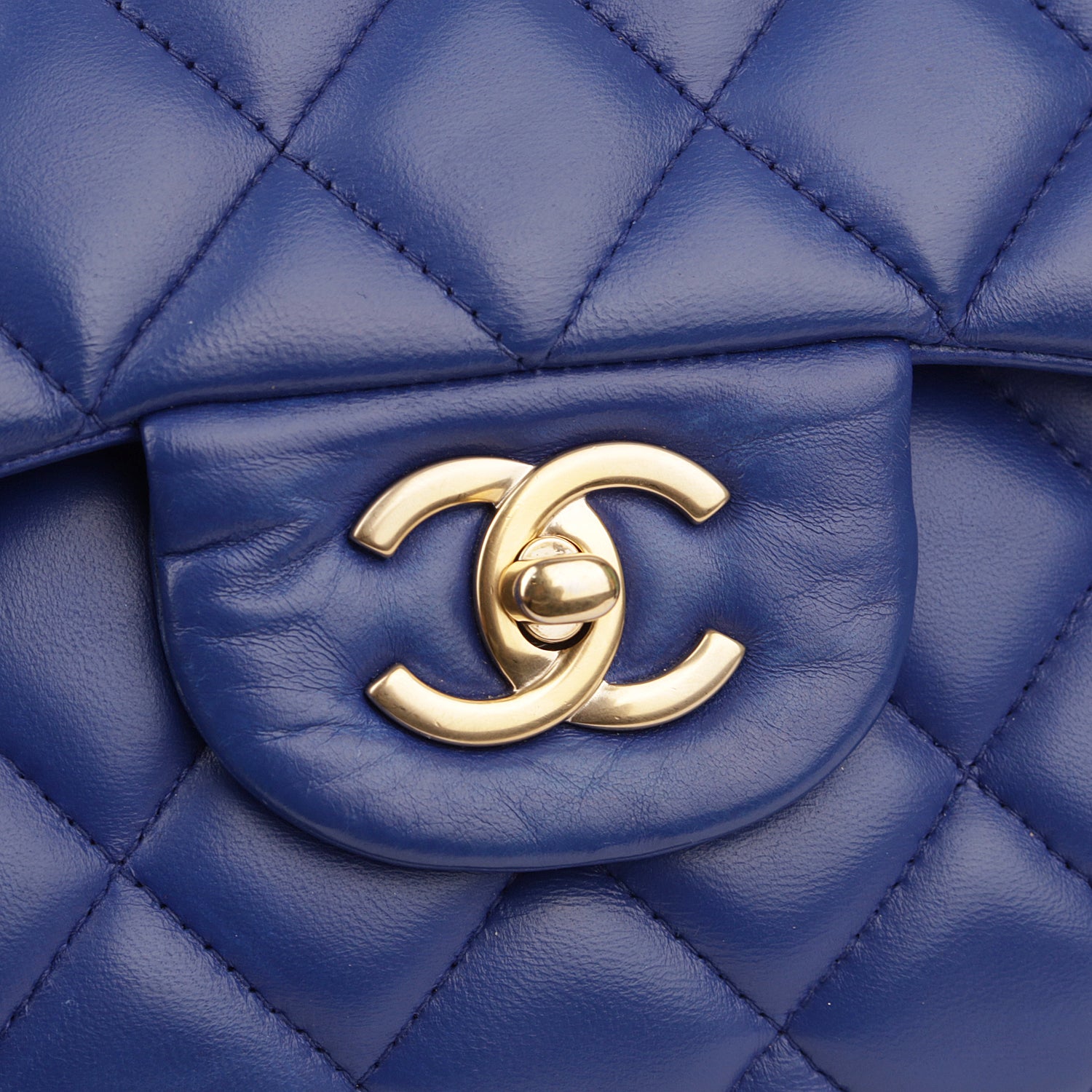 Chanel Blue Quilted Leather Classic Jumbo Double Flap Bag