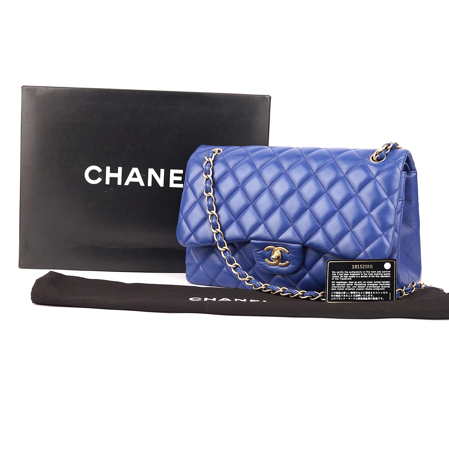 Chanel Blue Quilted Leather Classic Jumbo Double Flap Bag