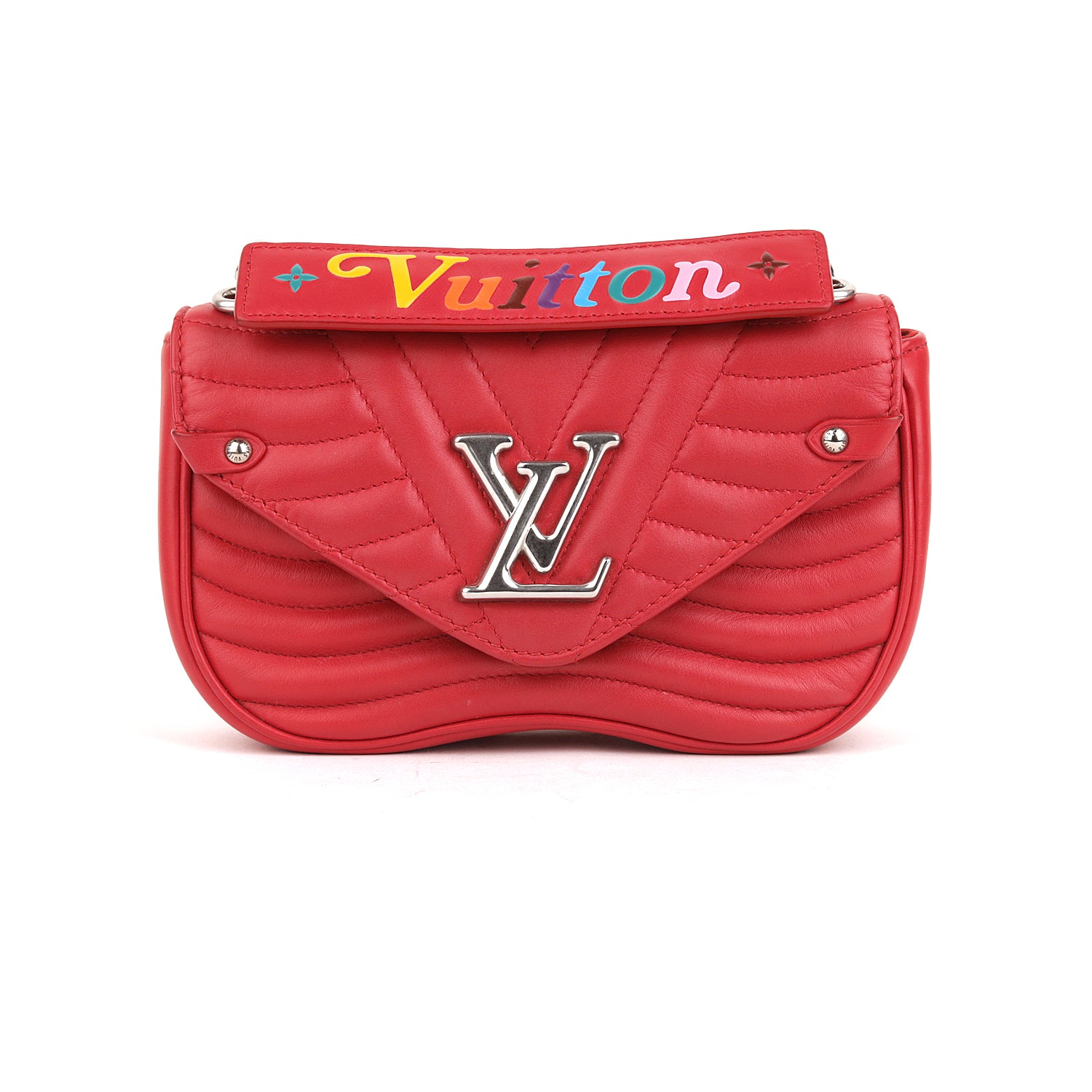 Louis Vuitton Red Leather New Wave Chain MM Bag