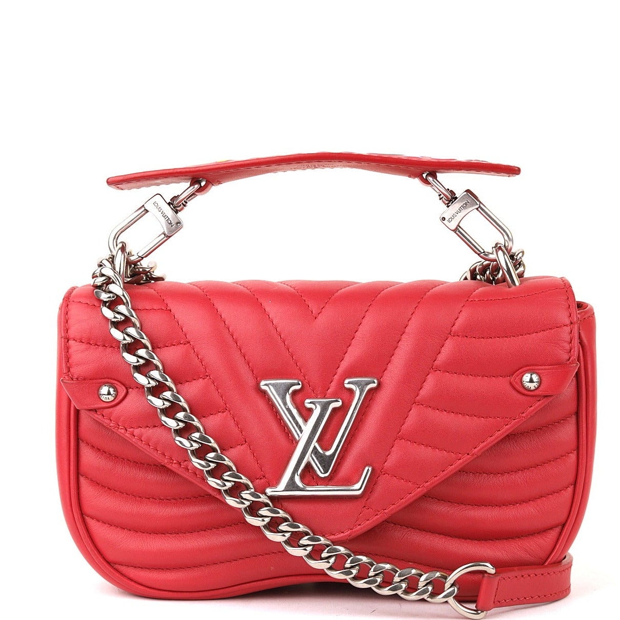 Louis Vuitton Red Leather New Wave Chain MM Bag