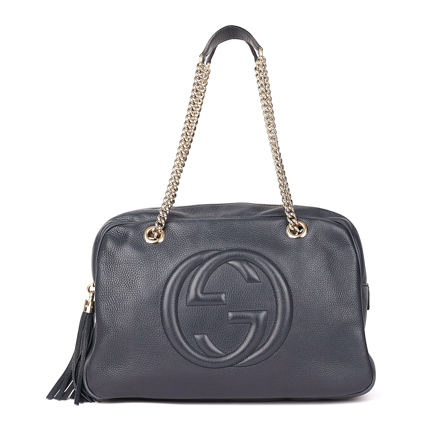 Gucci Navy Blue Leather Large Soho Shoulder Bag