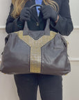 Yves Saint Laurent Rockstud Large Y Black Leather Bag