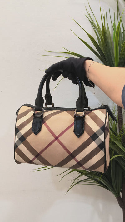 Buy Burberry Beige Nova Check PVC Chester Boston Bag from BURBERRY