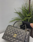 Chanel Grey Caviar Leather Coco Top Handle Bag
