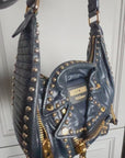 Moschino Biker Shoulder Dark Blue Bag
