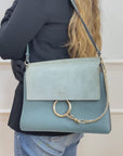 Chloe Faye Grey Shoulder Suede/Leather Bag