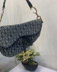 Christian Dior Blue Saddle Bag Oblique Jacquard Bag