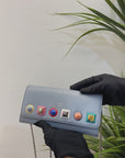 Fendi Grey Leather Studded Wallet On Chain