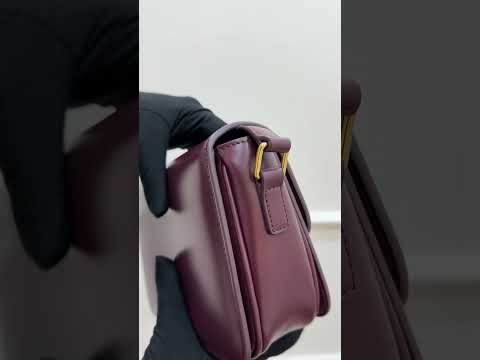 Celine Classique Triomphe Small Burgundy Calfskin Leather Bag