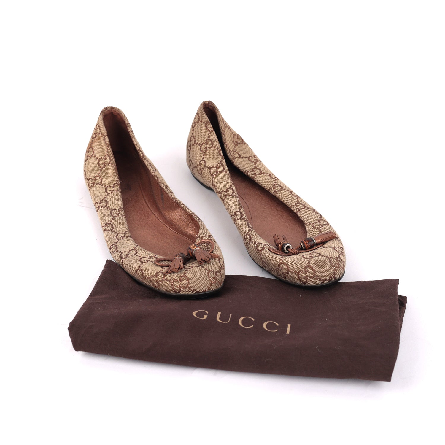 Guccissima Canvas Bamboo Bow Tassel Ballet