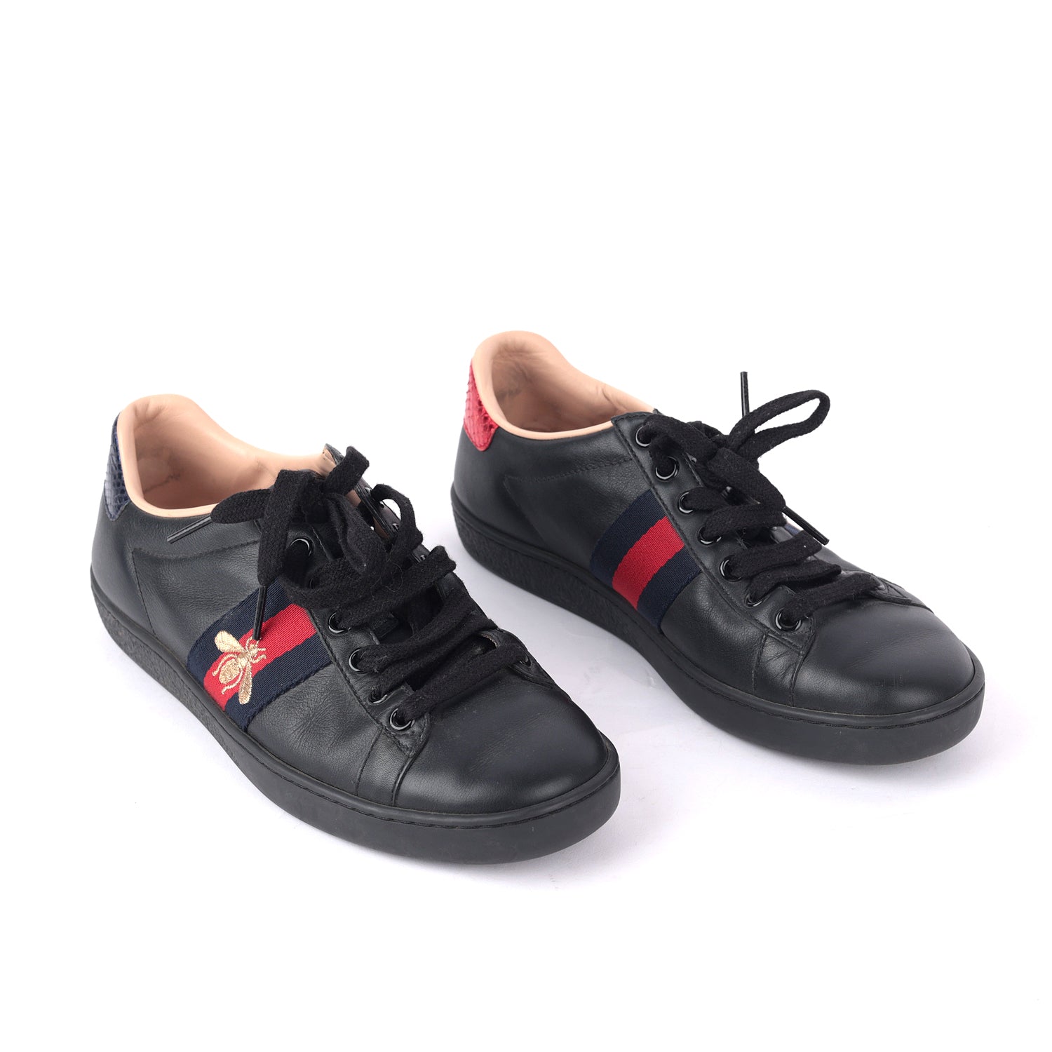 Gucci Leather Ace Bee Embroidered Sneakers