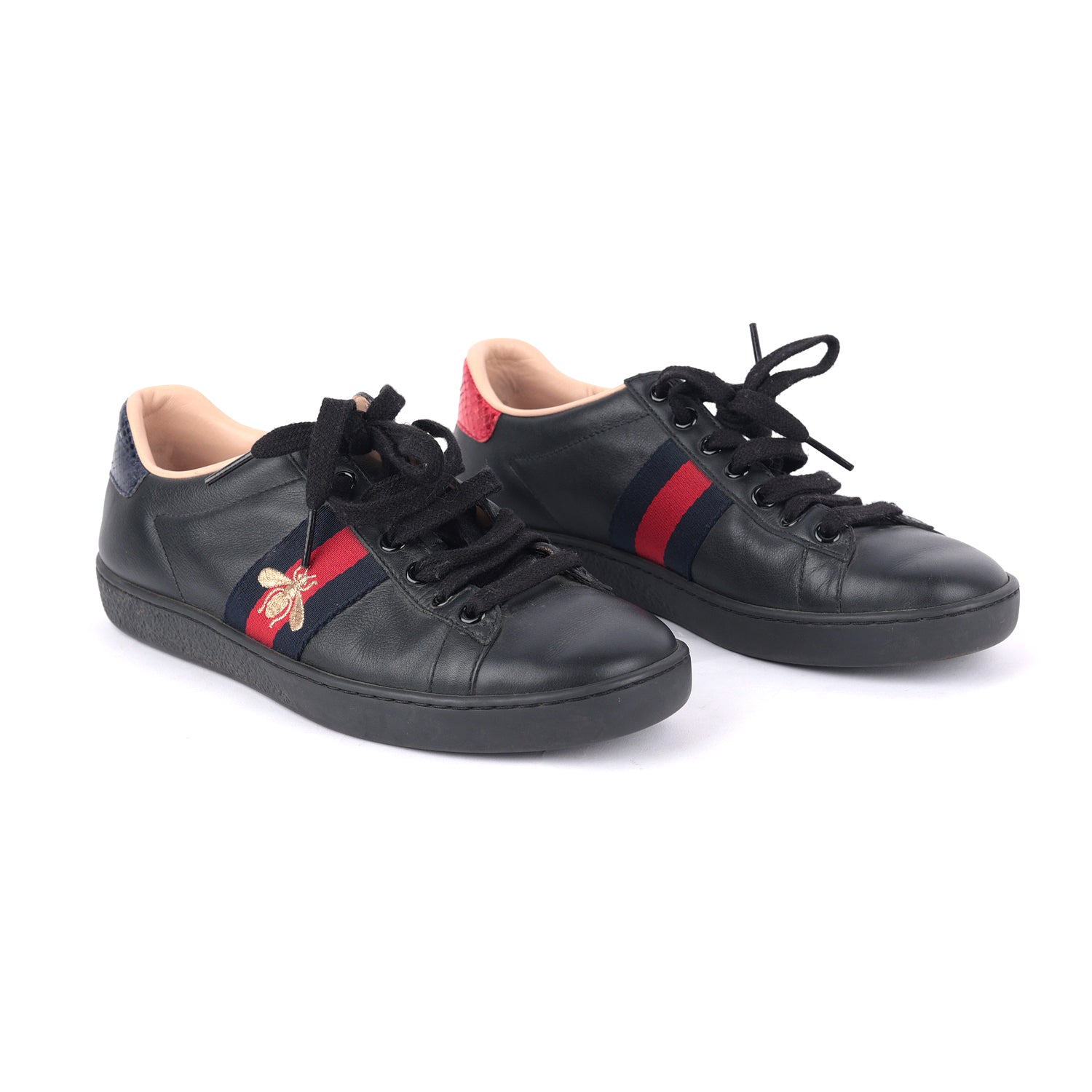 Gucci Leather Ace Bee Embroidered Sneakers