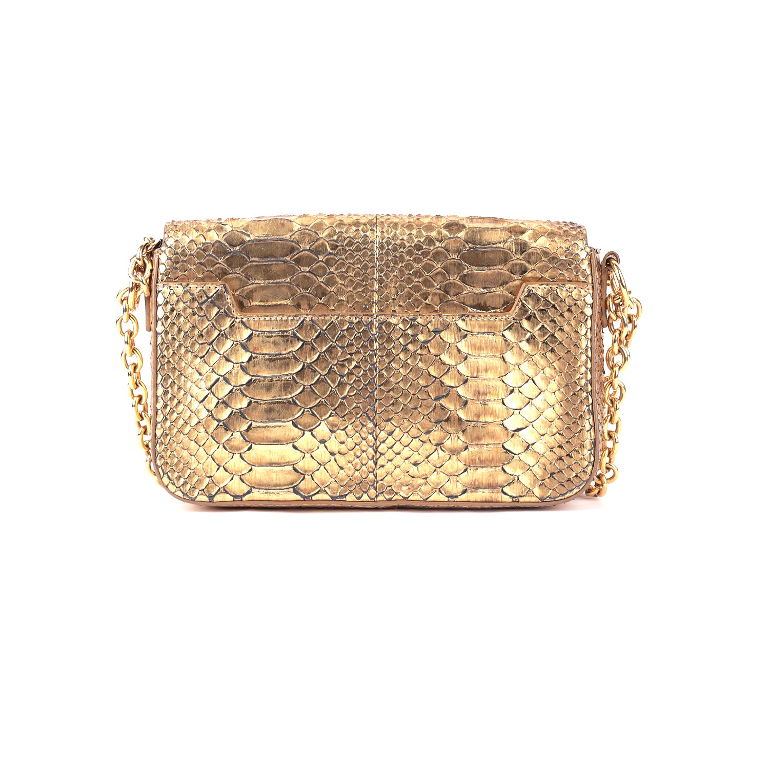 Gold Python and Leather Natalia Bag